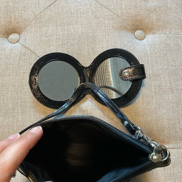 Coach Leopard Print Silver & Black Wristlet with Matching Mirror - Picture 2 of 2